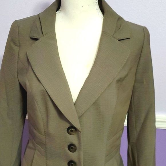 Classiques Entier Dark Taupe Long Sleeve Textured Virgin Wool Blend Suit Jacket - Picture 2 of 12